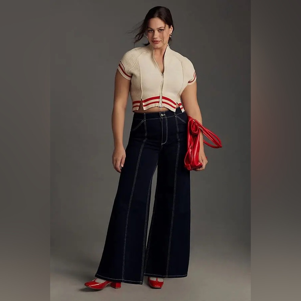 Anthropologie Maeve The Delaney Clean-Seamed High-Rise Wide-Leg Jeans Size 24